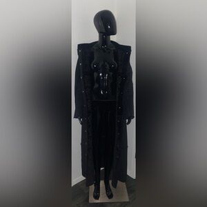 Bebe Black Y2K Faux Fur Faux Suede Shearling Maxi Long Coat XS (Vintage)